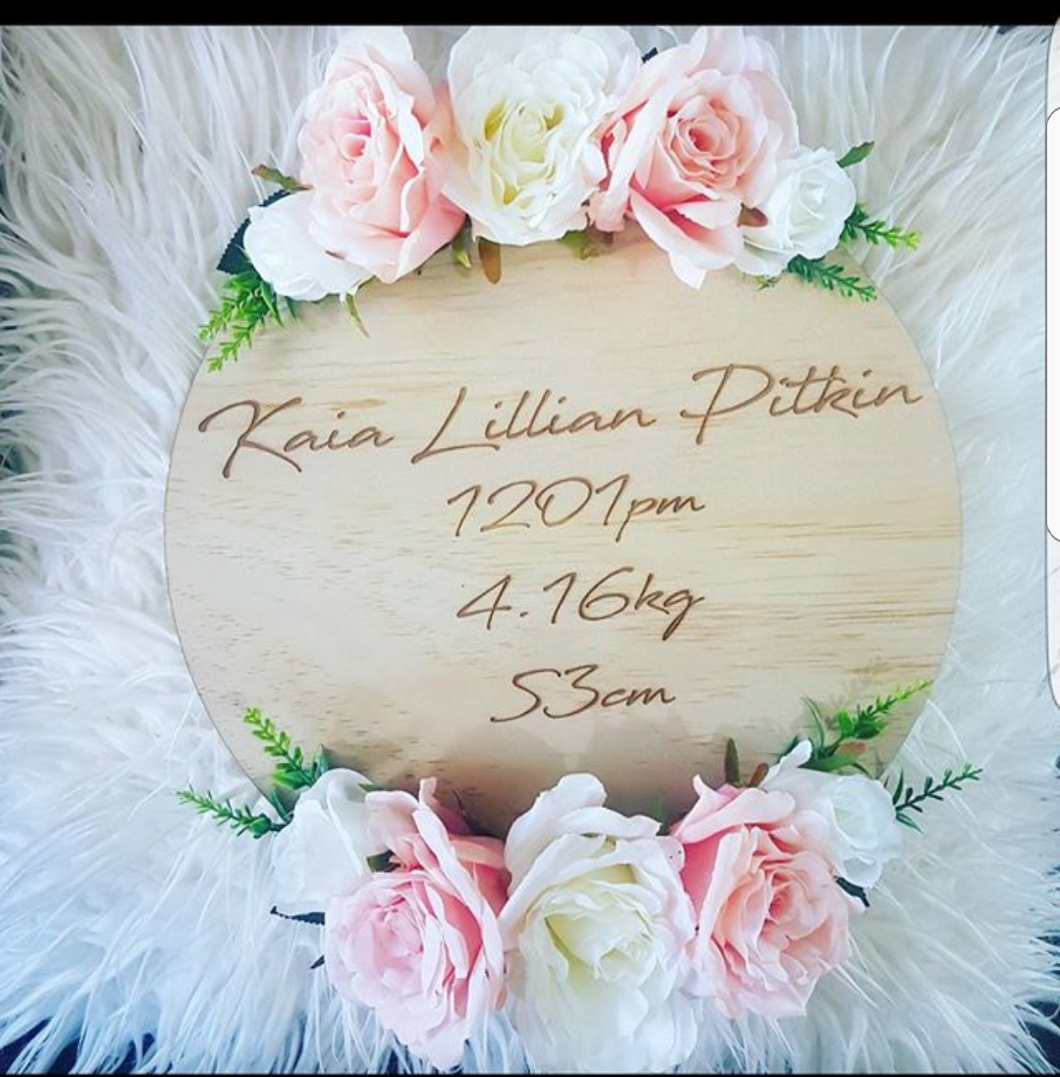 Floral Birth detail plaque