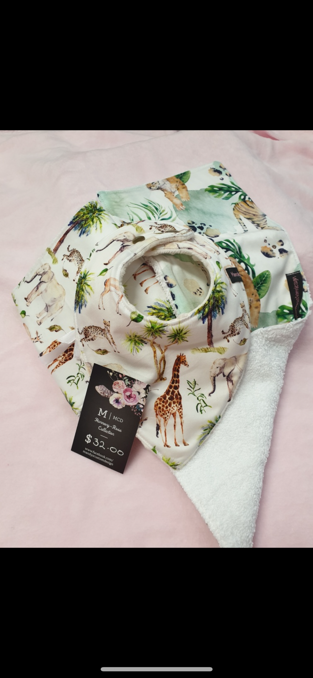 Jungle bib and burp cloth