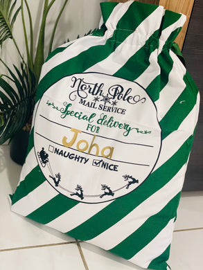 Christmas sack (green and white)