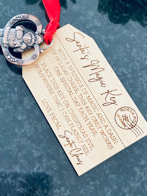 Santa's Magic Key, Deluxe Decorative Key With Wood Engraved Tag