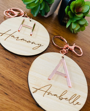 Wooden name keyring