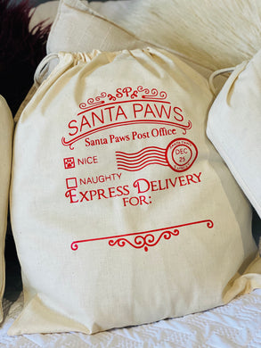 Santa paws Xmas sack (express red quote)