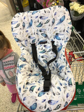 White/Blue Feather Pram or Trolley Comfort Liner