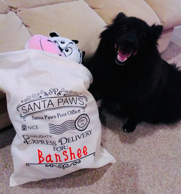 Santa paws Xmas sack (express black quote)