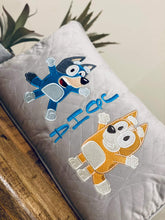 Personalised Blue Dog kindy cushion