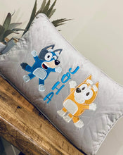 Personalised Blue Dog kindy cushion